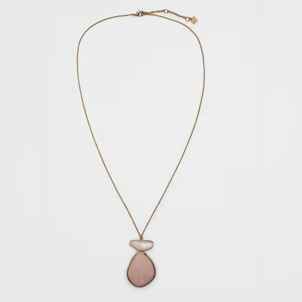 NWT Banana Republic Mother of Pearl Stone Pendant Necklace One Size In Pink